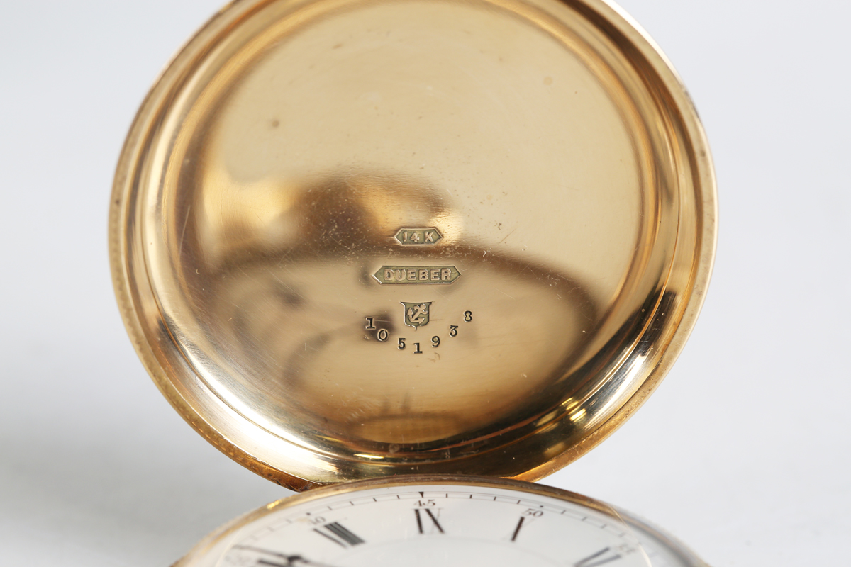 An American 14ct gold keyless wind hunting cased gentleman's pocket watch, the gilt three-quarter - Image 14 of 16