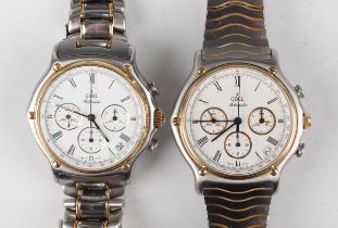 An Ebel Automatic stainless steel and gold gentleman's chronograph bracelet wristwatch with signed