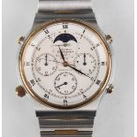 A Seiko Chronograph Quartz Sports 100 steel and gilt metal gentlemen's bracelet wristwatch, the