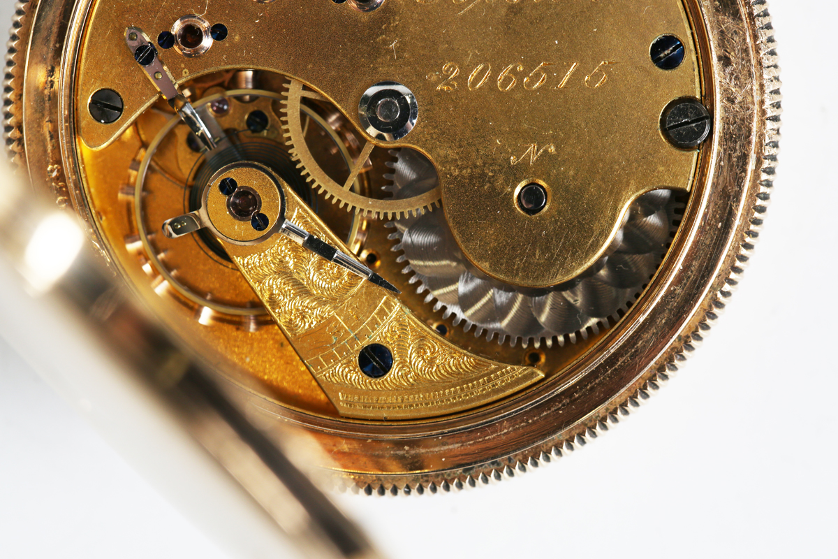 An American 14ct gold keyless wind hunting cased gentleman's pocket watch, the gilt three-quarter - Image 11 of 16