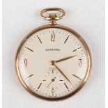 A Garrard 9ct gold keyless wind open-faced gentleman's pocket watch with unsigned jewelled movement,