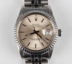 A Rolex Oyster Perpetual Datejust stainless steel gentleman's bracelet wristwatch, Ref. 6030,