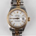 A Rolex Oyster Perpetual Datejust steel and gold lady's bracelet wristwatch, circa 1987, with signed
