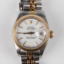 A Rolex Oyster Perpetual Datejust steel and gold lady's bracelet wristwatch, circa 1987, with signed