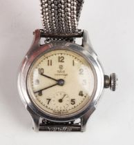 A Tudor Oyster steel cased lady's wristwatch, the signed silvered dial with Arabic numerals,