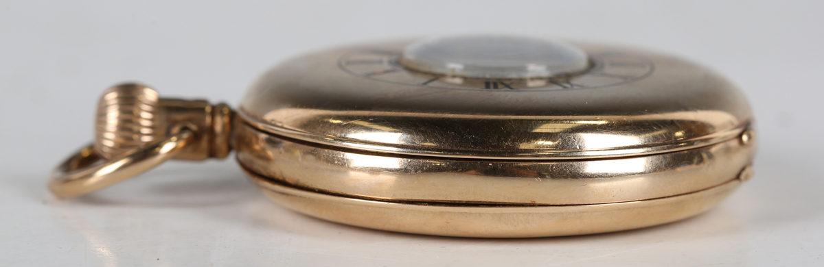 A 9ct gold keyless wind half hunting cased gentleman's pocket watch, the jewelled movement - Image 2 of 10