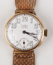 A Rolex 15ct gold circular cased wristwatch, the jewelled lever movement detailed 'Dunklings Rolex