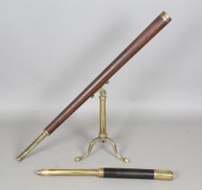 A late 19th century leather mounted brass single-draw telescope, detailed 'Dollond London Day or