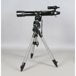 A Celestron C100ED-R refracting telescope, detailed 'Dia:100mm FL:900mm models #21026/21027', fitted