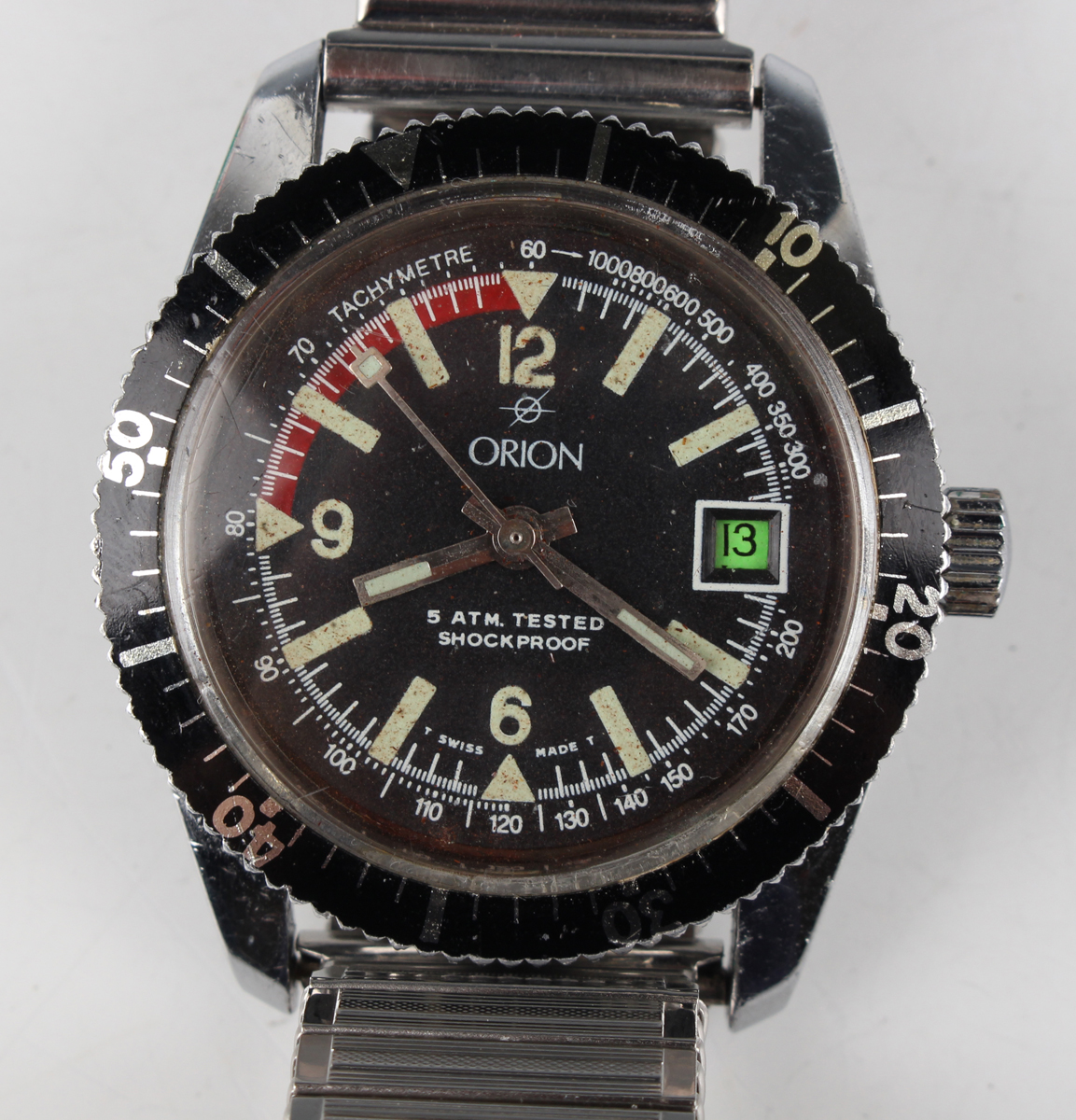 An Orion steel backed diver's style gentleman's wristwatch with unsigned E.B. movement, the signed - Image 15 of 15