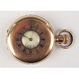 An American Waltham Watch Co gilt metal keyless wind half hunting cased gentleman's pocket watch