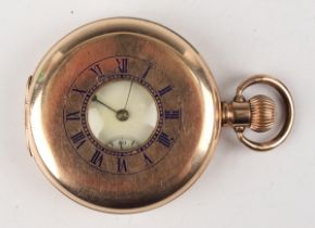 An American Waltham Watch Co gilt metal keyless wind half hunting cased gentleman's pocket watch