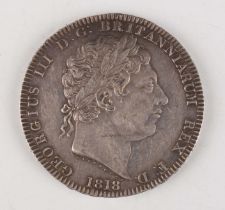 A George III crown 1818, edged detailed 'LIX'.Buyer’s Premium 29.4% (including VAT @ 20%) of the