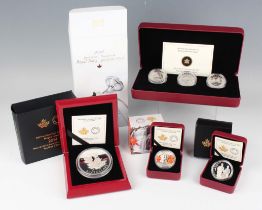 A group of Elizabeth II Royal Canadian Mint silver commemorative coins, comprising Birth of the