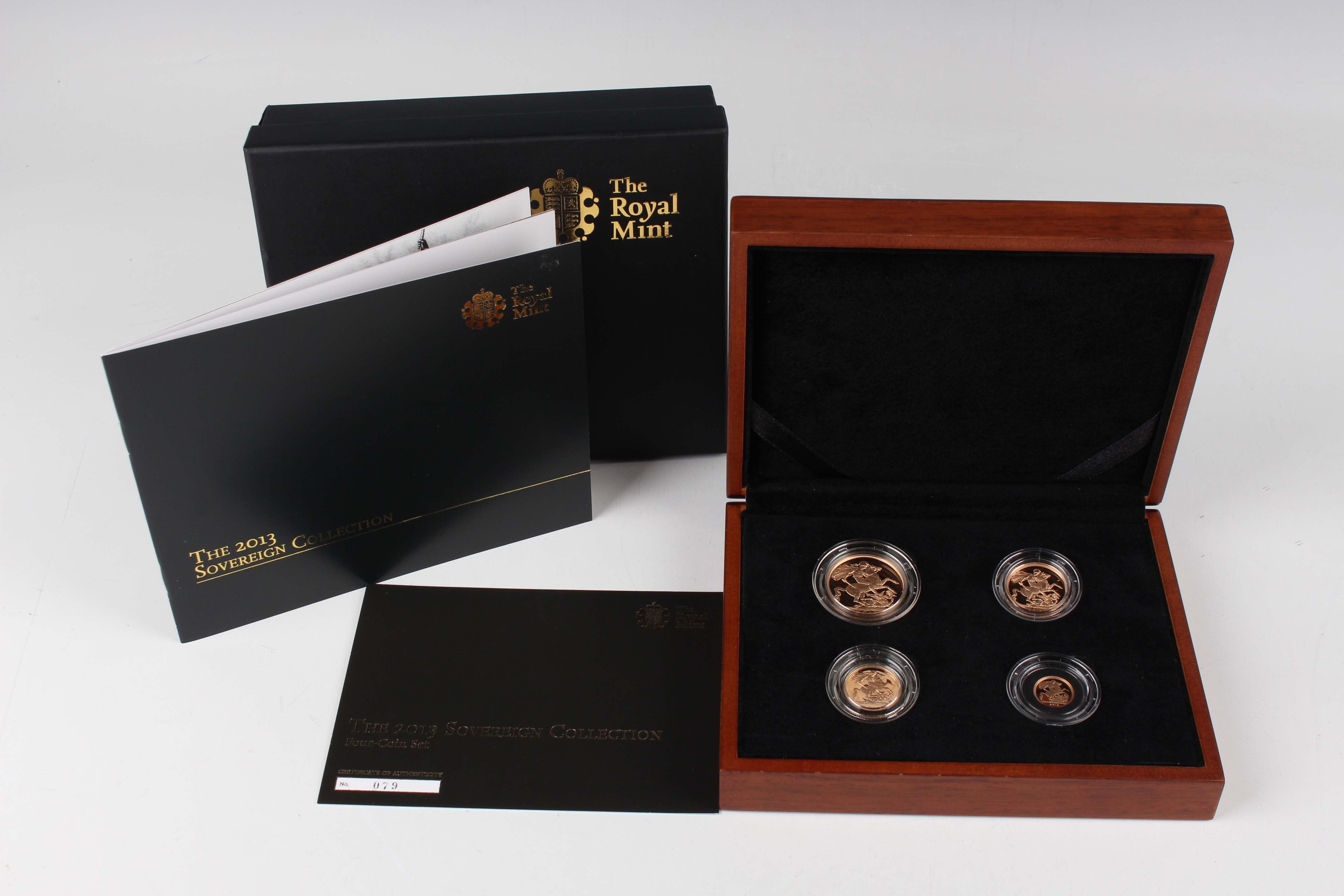 An Elizabeth II Royal Mint sovereign four-coin set 2013 commemorating the 60th Anniversary of the