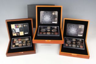 Two Elizabeth II Royal Mint Executive Proof deluxe-cased year-type sets 2008, Nos. 2569 and 4932,