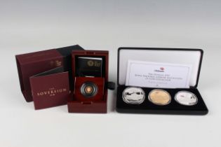 An Elizabeth II Royal Mint proof quarter-sovereign 2015, cased with certificate, together with an