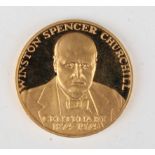 A Winston Churchill Centenary 1874-1974 gold medallion, cased with certificate.Buyer’s Premium 29.4%