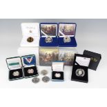 A collection of Elizabeth II Royal Mint silver proof commemorative coins, including Horatio Nelson