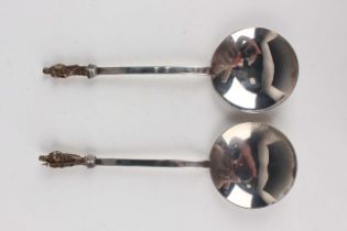 A pair of Victorian silver apostle serving spoons, Sheffield 1870 by Martin, Hall & Co, weight 160g,