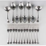 A George V part canteen of silver Old English pattern cutlery, comprising six tablespoons, twelve