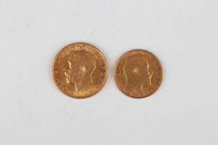 A George V sovereign 1912 and an Edward VII half-sovereign 1902.Buyer’s Premium 29.4% (including VAT