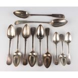A George III Scottish part canteen of silver Fiddle pattern cutlery, comprising two basting