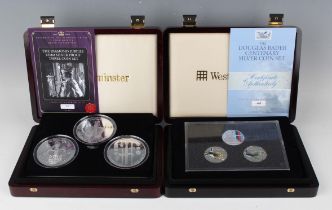 An Elizabeth II Westminster Mint one-ounce silver three-coin set celebrating the Diamond Jubilee and