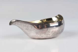 A George III silver pap boat, monogram engraved beneath a reeded rim, London 1799, no maker's