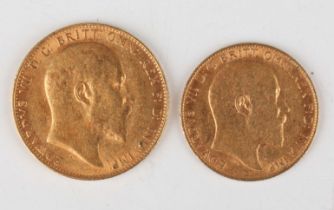 An Edward VII sovereign 1910 and an Edward VII half-sovereign 1910.Buyer’s Premium 29.4% (