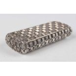 A George III silver snuff box of rectangular form with overall woven effect and bead decoration,