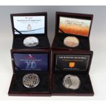 A group of four Elizabeth II five-ounce silver commemorative coins, comprising VE Day 70th