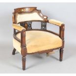 An Edwardian Neoclassical Revival rosewood and inlaid tub back armchair, height 68cm, width 63cm,
