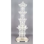 A late Victorian white painted cast iron hallstand, in the manner of Coalbrookdale, the foliate