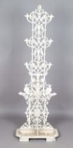 A late Victorian white painted cast iron hallstand, in the manner of Coalbrookdale, the foliate