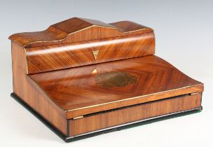 A mid-19th century kingwood and gilt brass mounted writing slope, the hinged top and slope opening