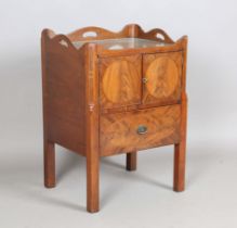 A George III mahogany night cupboard with galleried top, height 80cm, width 56cm, depth 46cm.Buyer’s