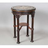 An early 20th century mahogany specimen marble-topped table, the circular top inlaid in various
