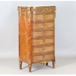 A fine 19th century French walnut and gilt bronze mounted seven-drawer semainier chest, the white
