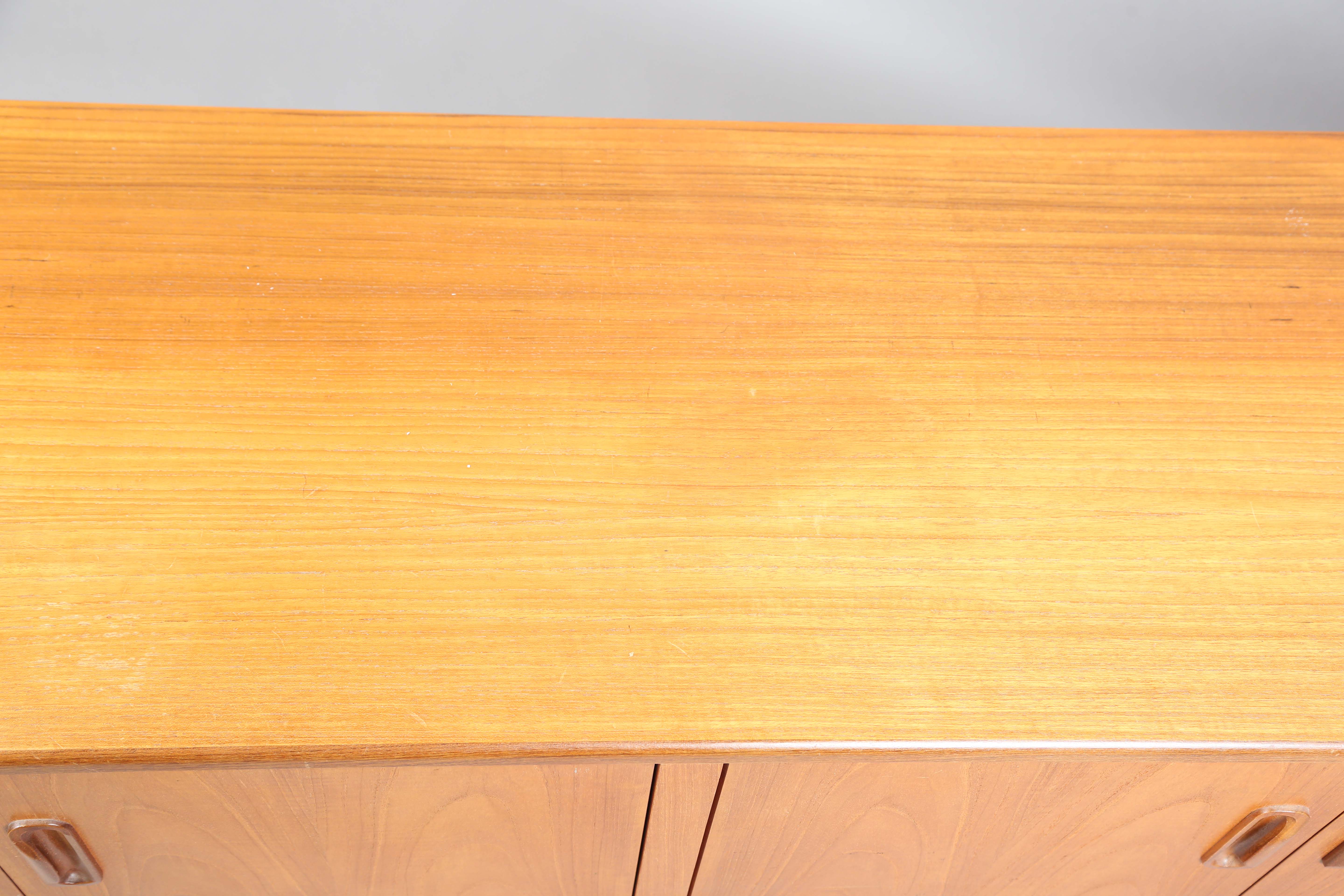 A mid-20th century G-Plan teak low sideboard, fitted with four doors, height 53cm, width 162cm, - Image 7 of 9