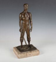 I. Lazan? - a late 19th/early 20th century Continental brown patinated cast bronze figure of a