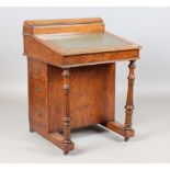 A late Victorian pollard oak Davenport, fitted with three side drawers, height 88cm, width 65cm,