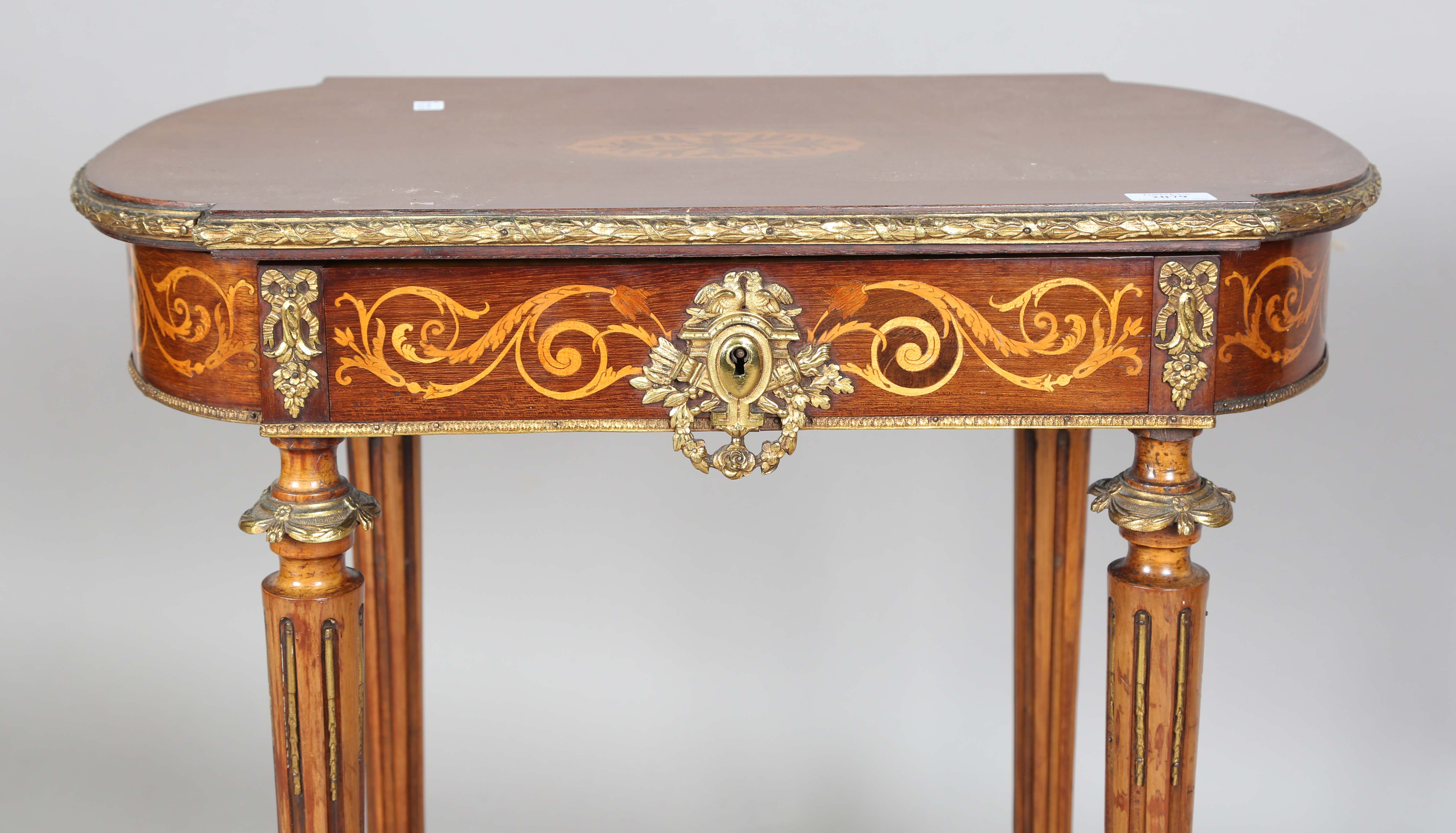 A late 19th century French mahogany and gilt metal mounted poudreuse dressing table, height 70cm, - Image 9 of 19