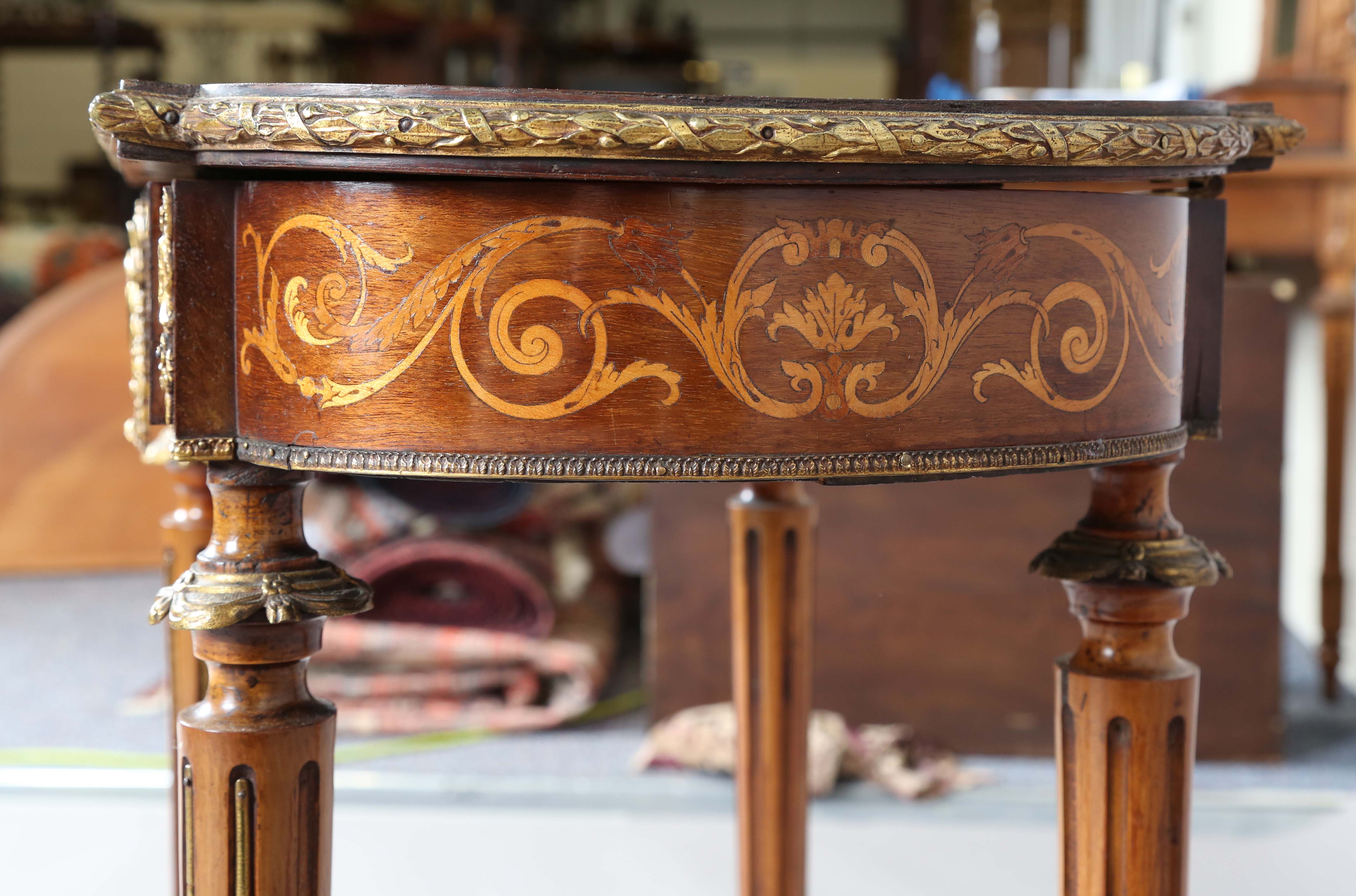 A late 19th century French mahogany and gilt metal mounted poudreuse dressing table, height 70cm, - Image 2 of 19
