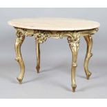 A late 20th century Continental gilt composition oval occasional table with a hardstone top,