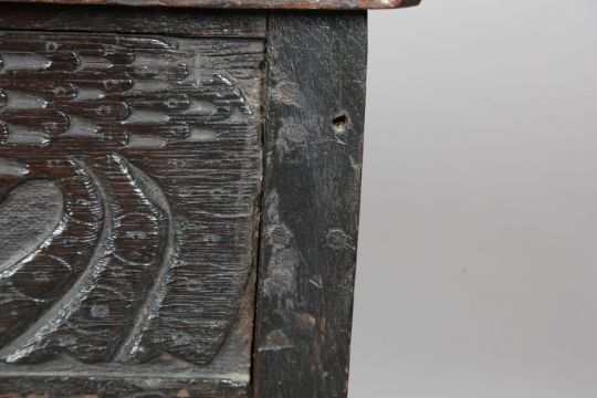 An early 18th century provincial oak single drop-flap table, the frieze incorporating an earlier - Image 15 of 19