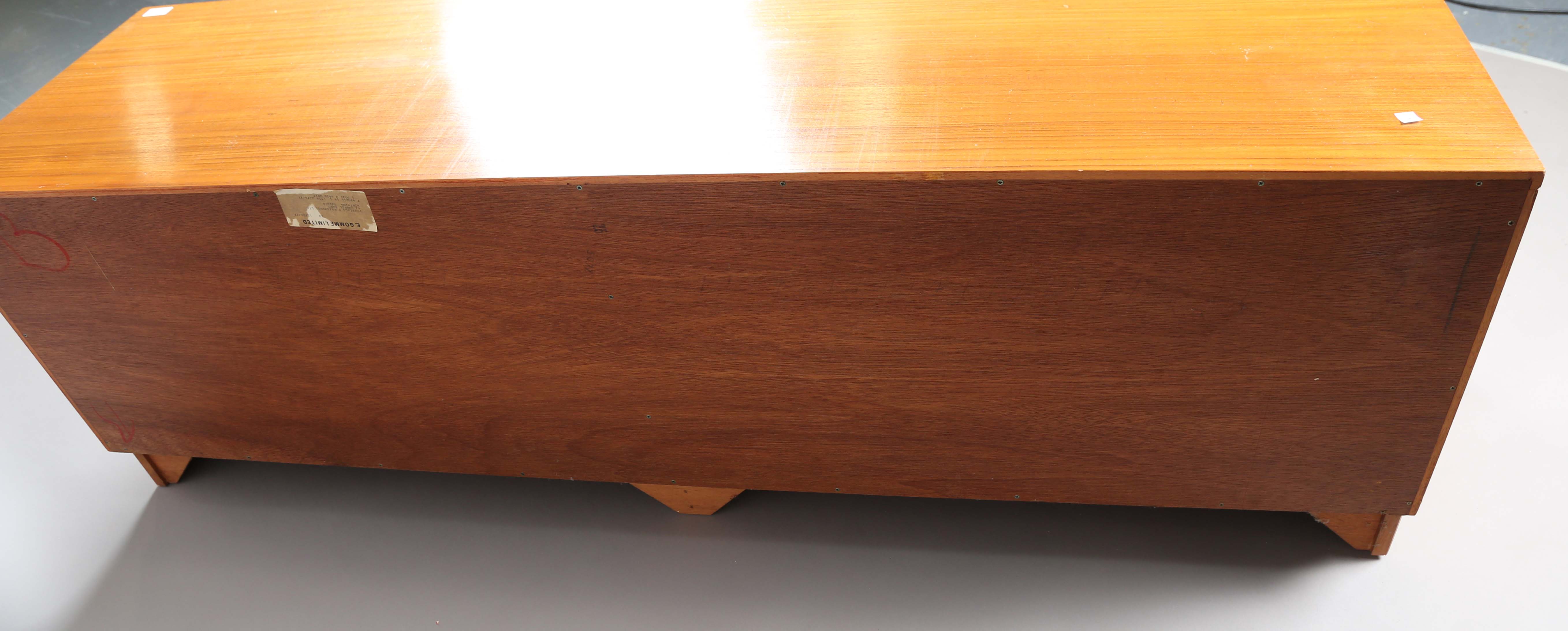 A mid-20th century G-Plan teak low sideboard, fitted with four doors, height 53cm, width 162cm, - Image 2 of 9