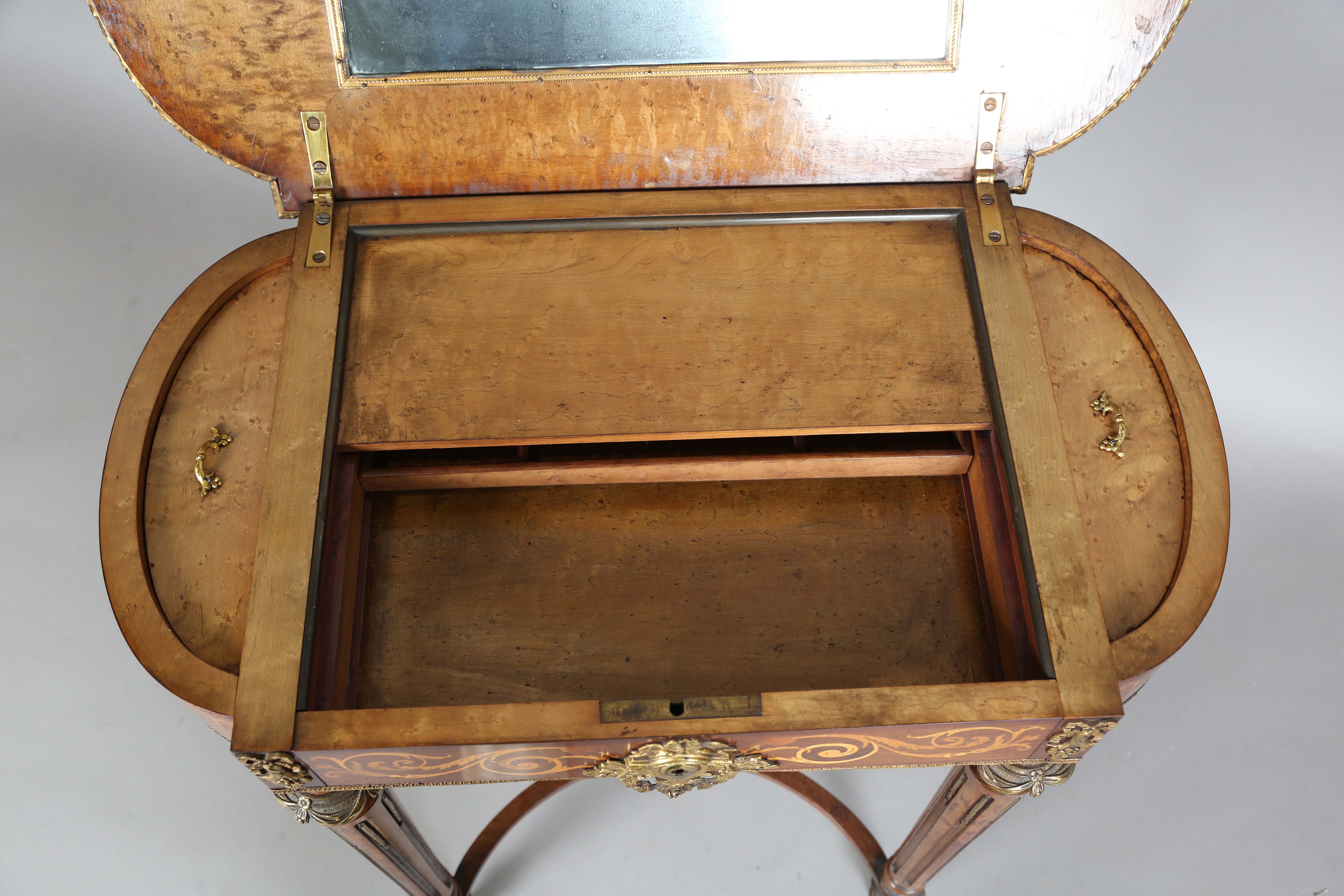 A late 19th century French mahogany and gilt metal mounted poudreuse dressing table, height 70cm, - Image 14 of 19