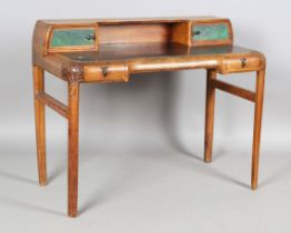 An early 20th century Continental Art Nouveau walnut and palmwood dressing table, in the manner of