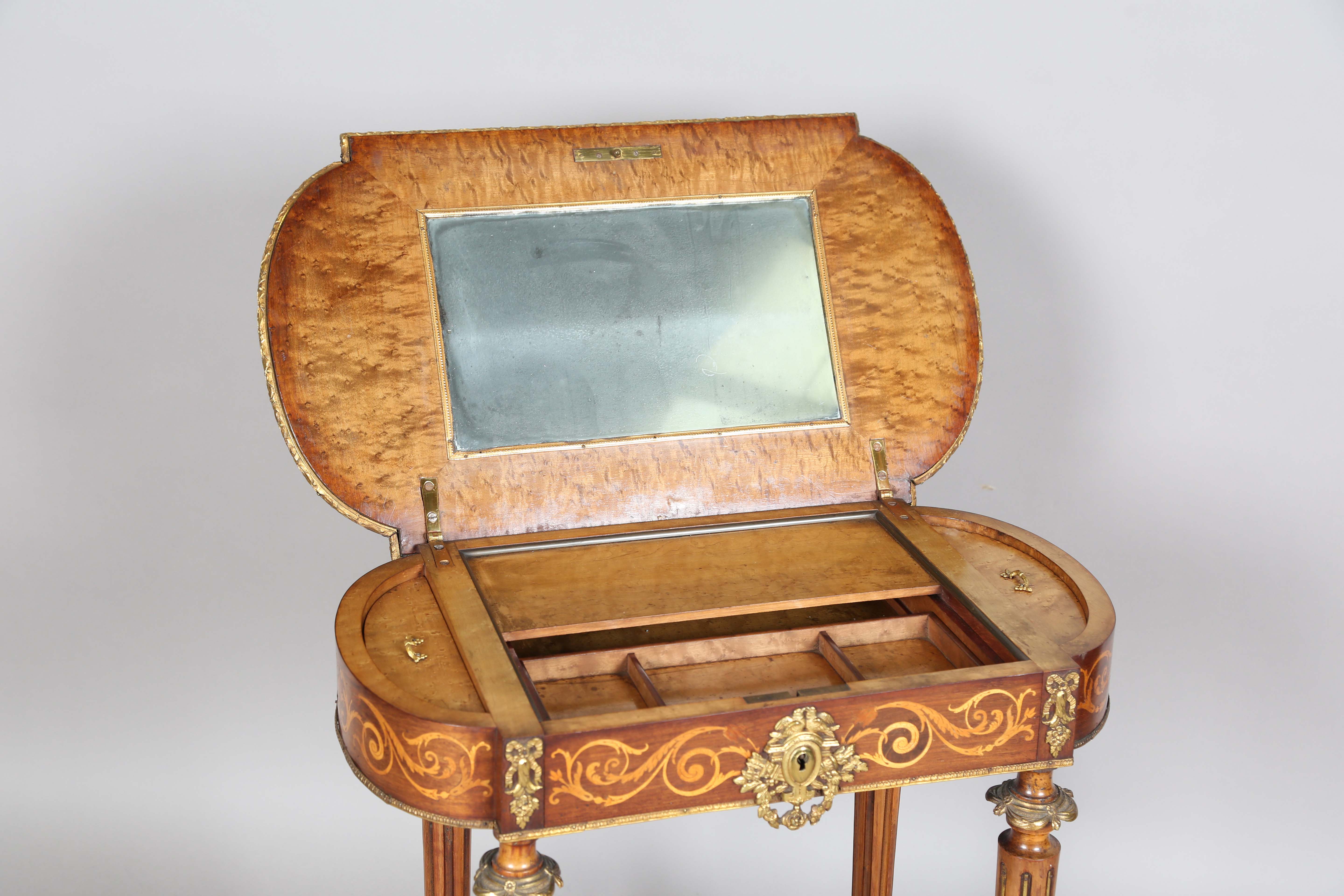 A late 19th century French mahogany and gilt metal mounted poudreuse dressing table, height 70cm, - Image 17 of 19
